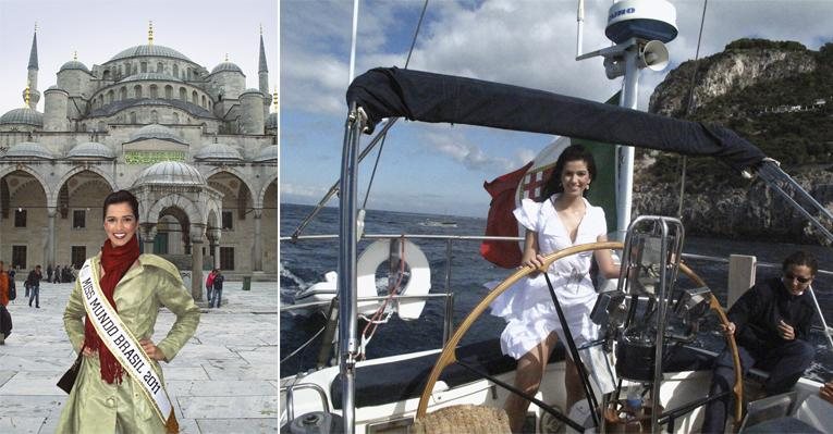 A Miss Mundo Brasil 2011 fica fascinada com a Mesquita Azul, em Istambul. A gaúcha passeia de veleiro pelas águas da ilha italiana de Capri. - Sheila Mueller