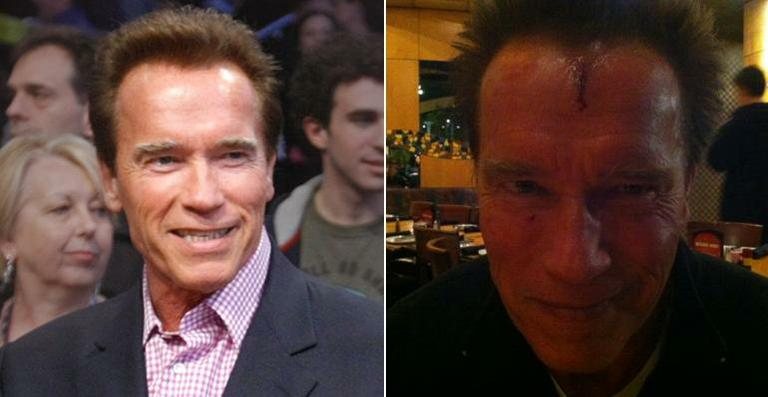 Arnold Schwarzenegger se fere durante filmagens de 'The Last Stand’ - Reprodução/Getty Images/Twitter