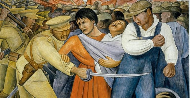 Diego Rivera.The Uprising. 1931. Pintura sobre cimento reforçado e moldura de aço galvanizado, 74 x 94 1/8” (188 x 239 cm). Private collection, Mexico © 2011 Banco de México Diego Rivera & Frida Kahlo Museums Trust, México, D.F./Artists Rights Society - D.F./Artists Rights Society (ARS)