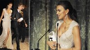 De braços dados, a modelo russa e o craque português esbanjam elegância em premiação na embaixada da França, em Madri. A bela Irina agradece pelo troféu. - Queen