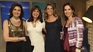 Cristina Ferraz, Jóia Bergamo e Esther Schattan, à direita, prestigiam criação da designer de interiores Cristina Barbara, em São Paulo.