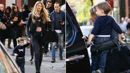 Em total sintonia, a top model gaúcha e o filho, Benjamin, deixam o restaurante predileto no West Village na viagem à cidade. - The Grosby Group