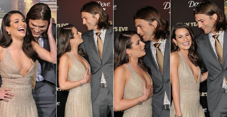 Ashton Kutcher de olho no decote de Lea Michelle - Getty Images