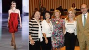 Flávia na catwalk. Eda Machado, reitora de instituição que participa do CFW, as embaixatrizes Guisela e Jocelyne, Márcia e o embaixador Gherardo. - Fotoforum