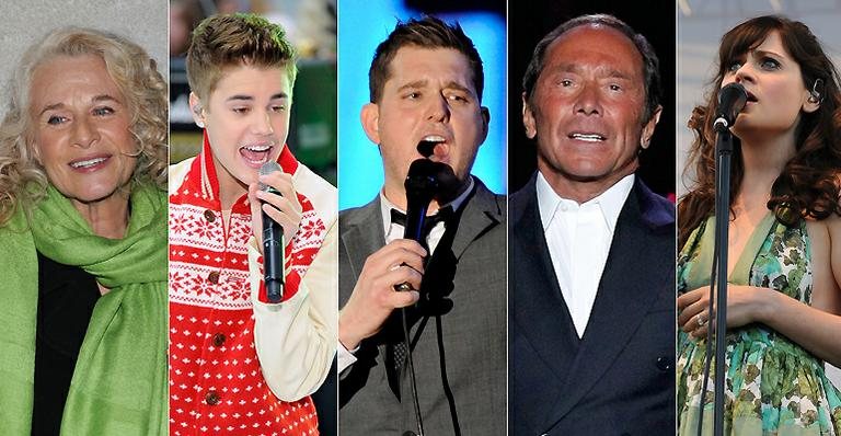 Carole King, Justin Bieber, Michael Bublé, Paul Anka e Zooey Deschanel, do She & Him - Getty Images