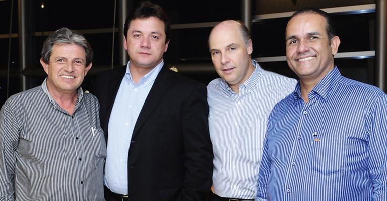 Os executivos Nelson Dalcanale, Wesley Mendonça Batista, Gilberto Xandó e Renato Costa em evento de empresa de processamento animal, na sede do estabelecimento, SP.