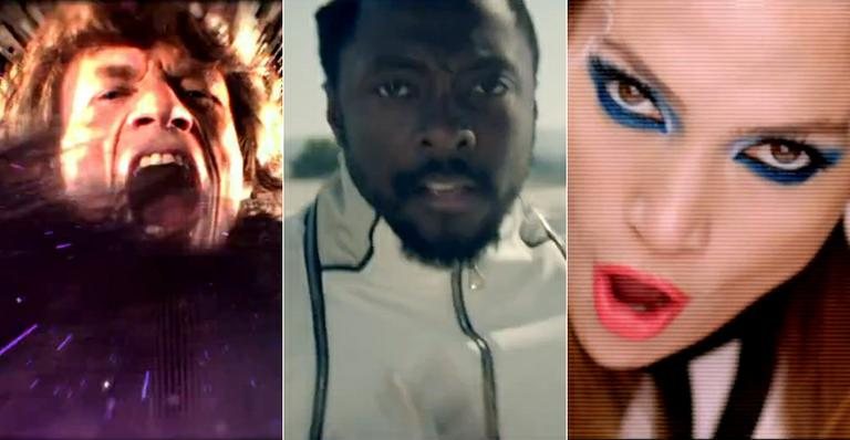 Jennifer Lopez e Mick Jagger com Will.I.Am no clipe de T.H.E (The Hardest Ever) - Reprodução