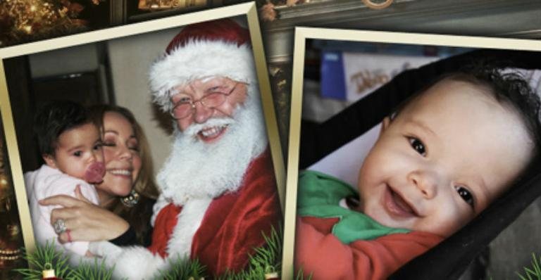 Mariah Carey com Monroe e o Papai Noel, e Moroccan - Reprodução