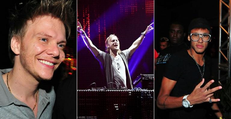 Michel Teló e Neymar curtem o som do DJ David Guetta - Cassiano Souza e Adriel Douglas