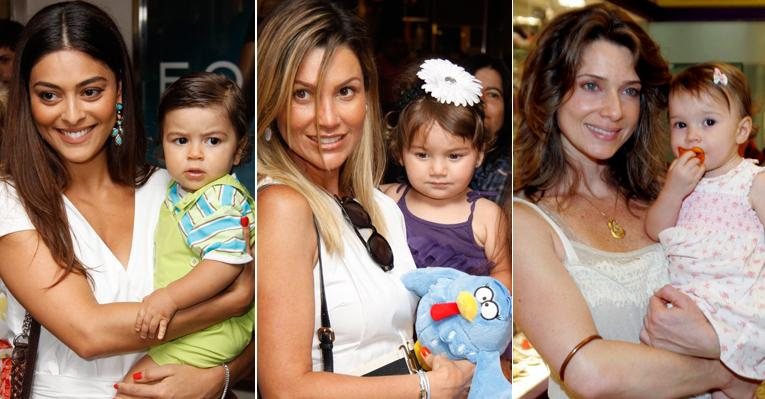 Juliana Paes, Flávia Alessandra e Letícia Spiller com seus bebês - Felipe Assumpção e Philippe Lima/ AgNews