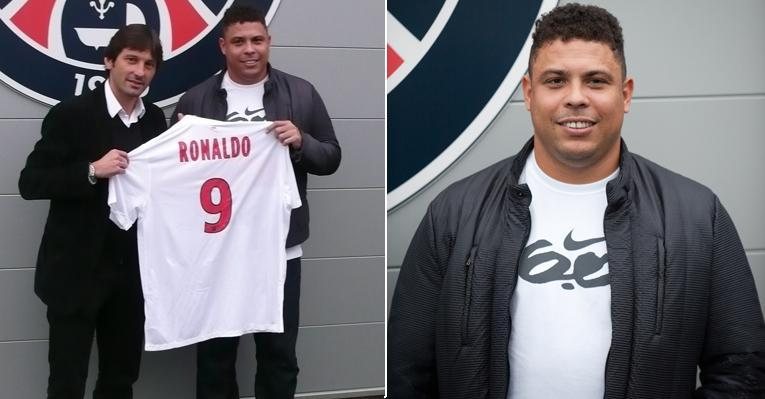 Ronaldo recebe camisa do PSG das mãos do brasileiro Leonardo, diretor de futebol do clube francês - The Grosby Group