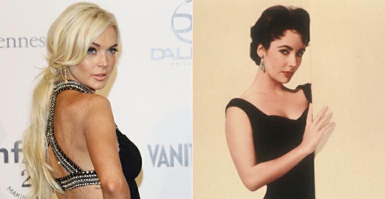 Lindsay Lohan, em 2011, e Elizabeth Taylor, em 1955 - Getty Images