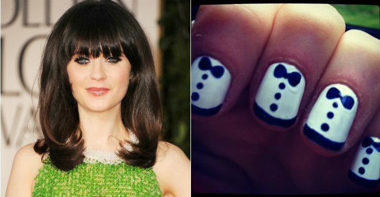 As unhas Zooey Deschanel - Getty Images/ Reprodução Twitter