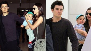 Orlando Bloom e Miranda Kerr desembarcam na Austrália com o pequeno Flynn nos braços - Grosby Group