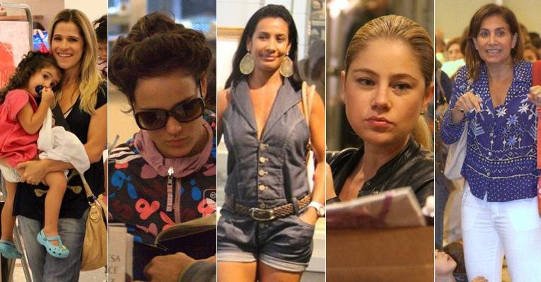 Ingrid Guimarães, Adriana Birolli, Scheila Carvalho, Juliana Baroni e Totia Meireles passaram a tarde de domingo no shopping - AgNews