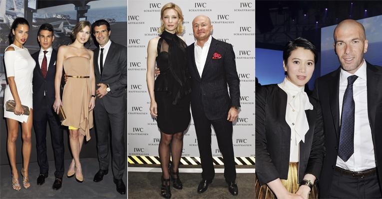 Na Suíça, Adriana Lima, Jose Maria e o casal Helen Svedin e Luís Figo conferem nova linha de relógios. Cate Blanchett e Georges Kern. Anita Yuen e Zidane. - Getty Images