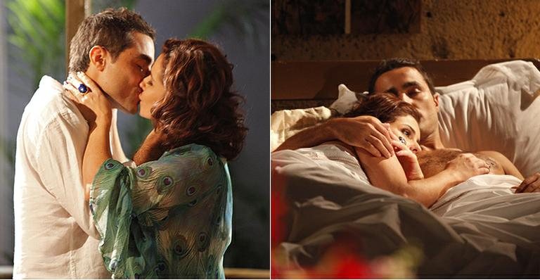 Vicente (Ricardo Pereira) e Cláudia (Giovanna Antonelli) em 'Aquele Beijo' - Reprodução / TV Globo