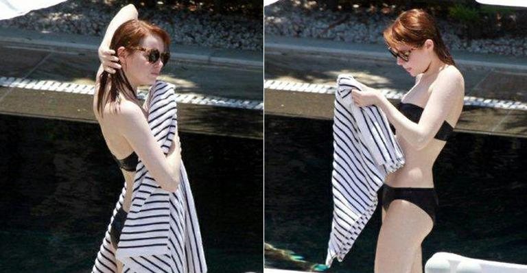 Emma Stone curte piscina em hotel no Rio de Janeiro - Delson Silva e do Gabriel Reis /AgNews