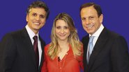 O empresário Hélder Mendonça e a cantora Cris Oak batem papo com João Doria Jr., no programa da Band, em São Paulo.