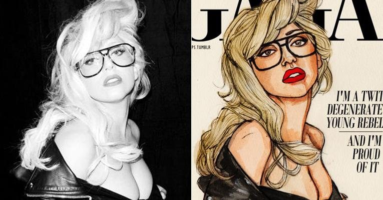 Lady Gaga ganha desenhos inspirados em fotos que ela fez para o fotógrafo Terry Richardson - Fotomontagem