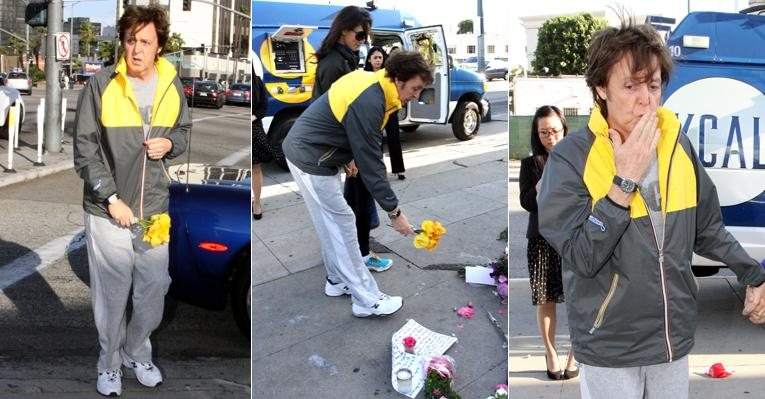 Paul McCartney homenageia Whitney Houston em frente ao Hotel Beverly Hilton - Reprodução/The Grosby Group