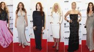 Sarah Jessica Parker, de Oscar de La Renta; Elizabeth Hurley, de Roberto Cavalli; Julianne Moore, de Roberto Cavalli; Lindsay Lohan, de Tom Ford; Heidi Klum, de Roberto Cavalli; Cindy Crawford, de Roberto Cavalli - reuters