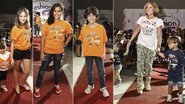 O desfile de mãos dadas com Giovanna Alparone, 2 anos, e Felipe Domingues, 4. Atores mirins encampam a ação social: a bela Clara Tiezzi, com a irmã mais nova, Nicolle; Nahuana Costa e João Fernandes. - gianne carvalho