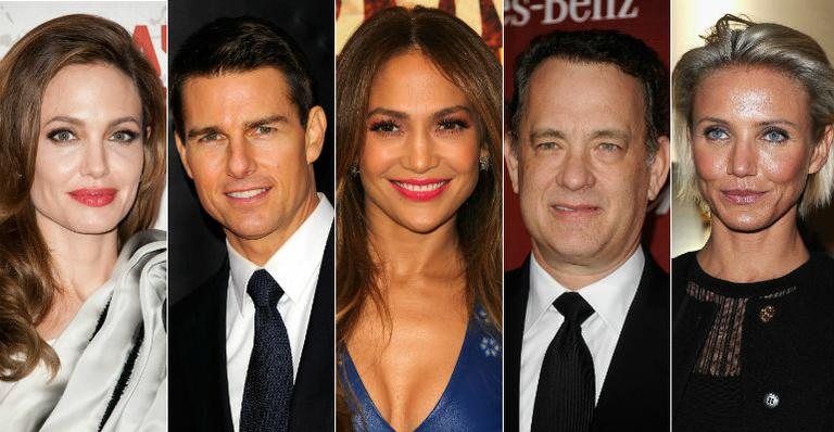 Angelina Jolie, Tom Cruise, Jennifer Lopes, Tom Hanks e Cameron Diaz - Getty Images