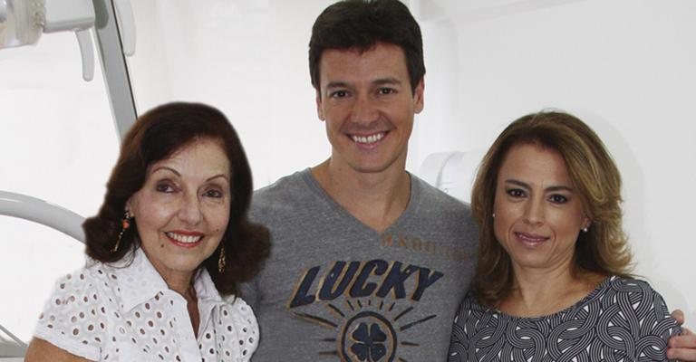 Vera Lucia Segante Alcazar e o filho Rodrigo Faro prestigiam clínica da cirugiãdentista Patricia Galli, em SP.