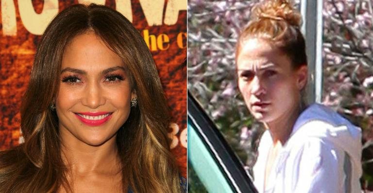 Jennifer Lopez com e sem maquiagem - Getty Images/The Grosby Group