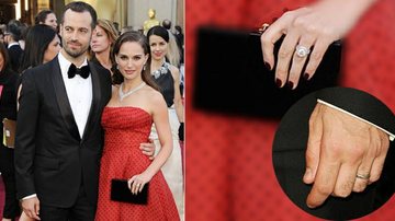 Natalie Portman e Benjamin Millepied: casal exibe alianças que poderiam ser de casamento na entrega do Oscar 2012 - Getty Images