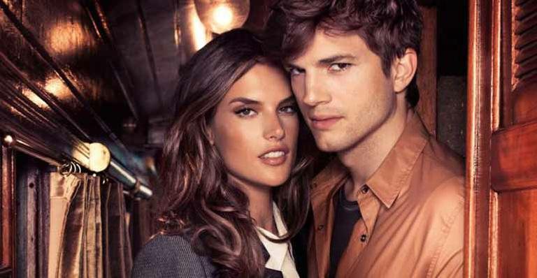 Alessandra Ambrosio e Ashton Kutcher em campanha de grife - Reprodução / Facebook