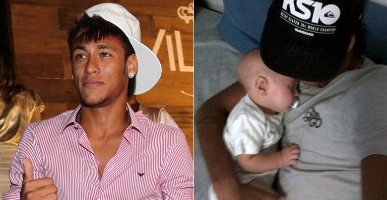 Neymar mostra foto com o filho no colo - Manuela Scarpa/PhotoRioNews; Reprodução / Twitter