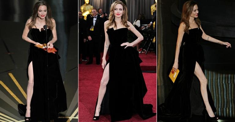 Angelina Jolie abusa de fenda do vestido no Oscar - Getty Images