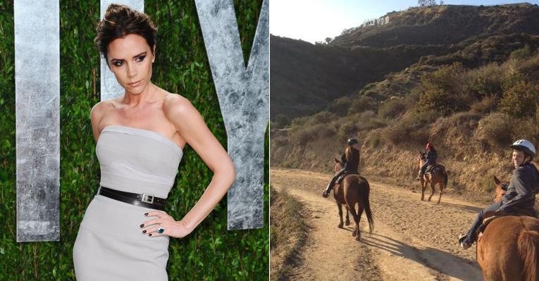 Victoria Beckham mostra o filho andando a cavalo em Hollywood - Fotomontagem