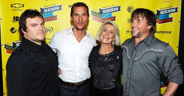 Jack Black, Matthew com a mãe, Kay, e o diretor do longa, Richard Linklater. - Getty Images