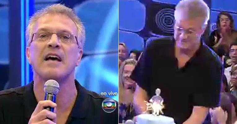 Pedro Bial comemora seus 54 anos no palco do BBB12