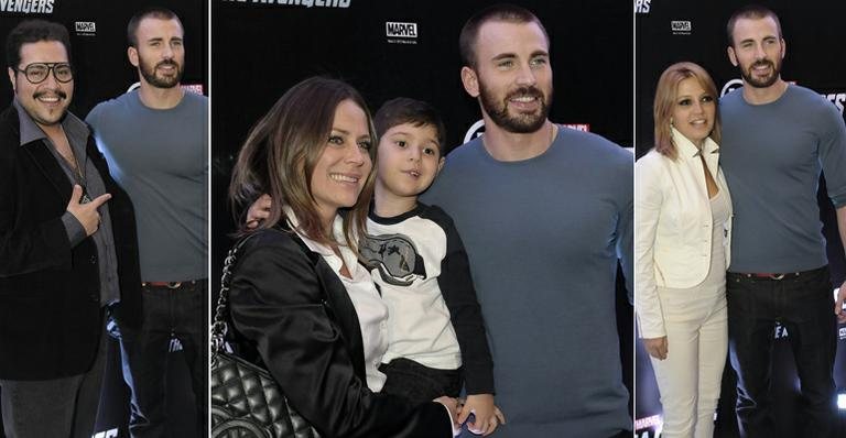 Tiago Abravanel, Gigi Monteiro e o filho Pedro e Patricia de Sabrit com o ator Chris Evans - Francisco Cepeda/AgNews