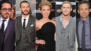 Robert Downey Jr. (Tony Stark/Homem de Ferro), Chris Evans (Capitão América), Scarlett Johansson (Viúva Negra), Chris Hemsworth (Thor) e Mark Ruffalo (Bruce Banner/Hulk) - Getty Images