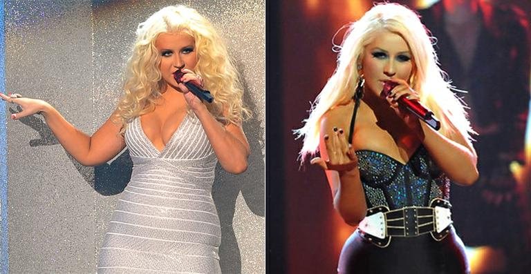 Christina Aguilera: em novembro de 2011 e nessa segunda-feira, 16 - Getty Images / Reprodução