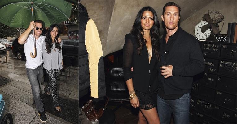 O ator norte-americano Matthew McConaughey e a amada, a top mineira Camila Alves, em passeio pela chuvosa São Paulo. Estiloso, o belo casal rouba a cena em festa. - Manuela Scarpa