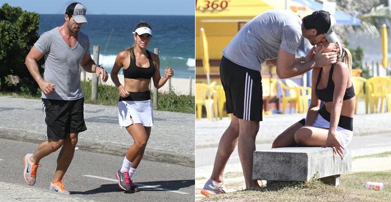 Rodrigão e Adriana fazem exercícios em praia no Rio de Janeiro - Dilson Silva / AgNews