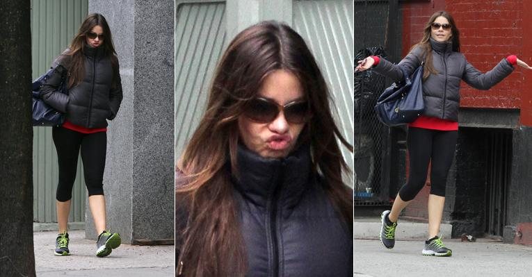 Sofia Vergara faz careta a fotógrafos em Nova York, nos Estados Unidos - Grosby Group