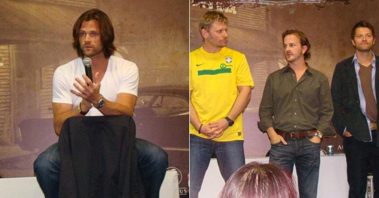 Jared Padalecki e seus parceiros em 'Supernatural' em evento no Rio de Janeiro - Gabriel Reis / AgNews