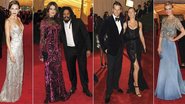 Camilla Belle, de Ralph Lauren. Isabeli Fontana, de Emilio Pucci, e Rohan Marley. Tom Brady, de Tom Ford, e Gisele Bündchen, de Givenchy Haute Couture. Caroline Trentini, de Olivier Theyskens - Getty Images