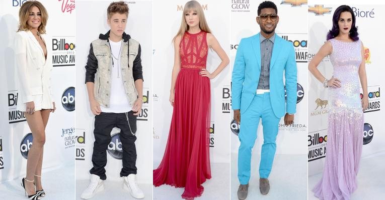 Miley Cyrus, Justin Bieber, Taylor Swift, Usher e Katy Perry em premiação da Billboard - Getty Images