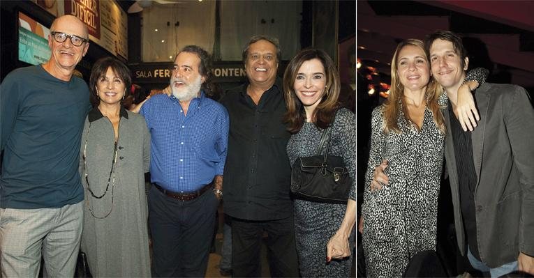 Caruso, Lidiane e o marido, Tony, e o casal Dennis e Deborah na plateia. Adriana abraça o amado. - Ivan Faria