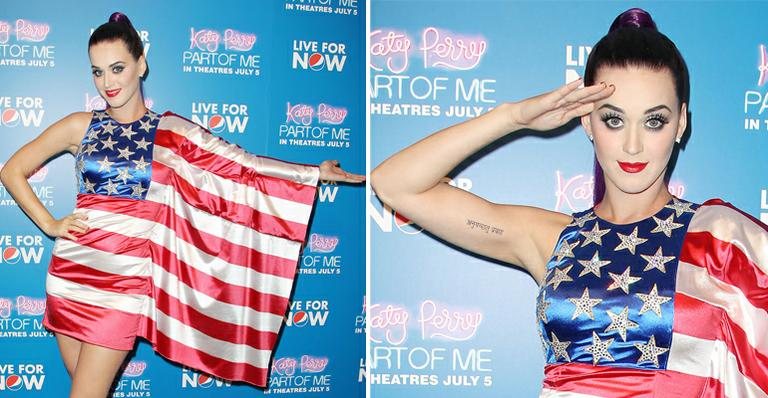 Katy Perry: brilho em vestido com bandeira dos Estados Unidos - The Grosby Group