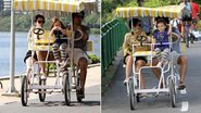 Débora Falabella pedala quadriciclo com a filha, Nina, e o namorado, Daniel Alvim, pela Lagoa Rodrigo de Freitas, Rio de Janeiro - André Freitas/AgNews