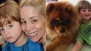 Noah ao lado da mãe Danielle Winits e da cachorrinha estimação da família, Lua - Samuel Chaves; Reprodução/Twitter